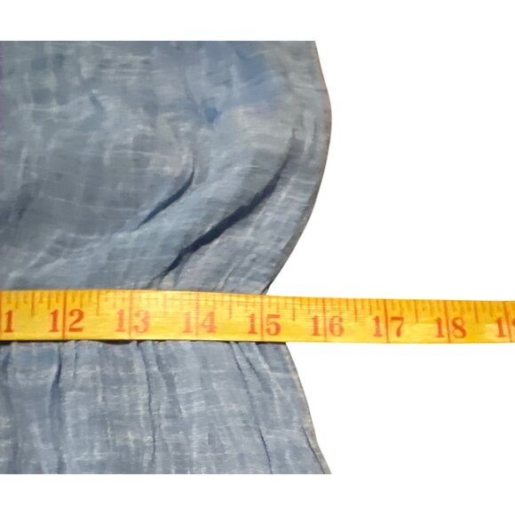 Eye Of The Needle Blue Button-Front Midi Dress With Ruffled Hem & Elastic Neckli - Picture 6 of 7